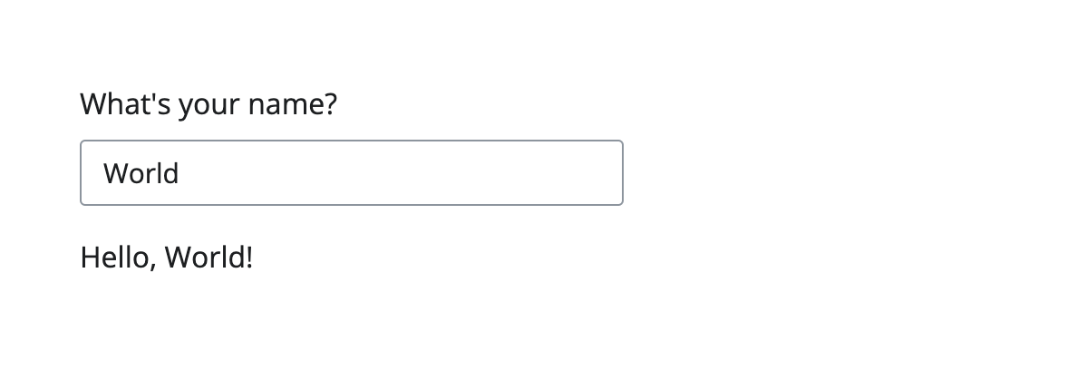 A screenshot of a simple app that prompts for the user's name, and displays a greeting