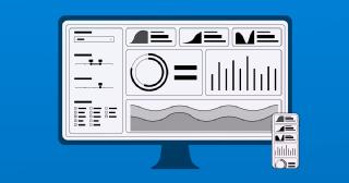 A Shiny dashboard shown side-by-side on a desktop monitor and a phone