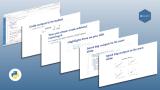 Screenshots of a QMD file and its rendered presentation slide. The Quarto and Python logos are in the corner.