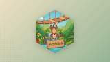 The package hex sticker, showing a monkey hanging from a wooden bridge with a jungle background. Behind the hex sticker is a subtle yellow-to-green gradient.